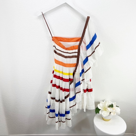 Free People New Romantics Color Me Bad Dress Asymmetrical Stripe XS - Picture 7 of 9